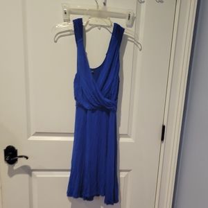 Venus Sleeveless Knit Stretch Criss Cross Fit & Flare Summer Dress Large Blue
